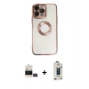 MARSİLYAN™- iPhone 14 Pro Max Kılıf Pusula Form - Siyah Bilvis Hayalet Cam Ekran Koruyucu + Bilvis Titan Kamera Lens - GD