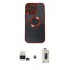 MARSİLYAN™- iPhone 14 Pro Max Kılıf Pusula Form - Siyah Bilvis Hayalet Cam Ekran Koruyucu + Bilvis Titan Kamera Lens - GD