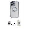 MARSİLYAN™- iPhone 14 Pro Max Kılıf Pusula Form - Siyah Bilvis Hayalet Cam Ekran Koruyucu + Bilvis Titan Kamera Lens - DNMR