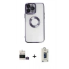 MARSİLYAN™- iPhone 14 Pro Max Kılıf Pusula Form - Siyah Bilvis Hayalet Cam Ekran Koruyucu + Bilvis Titan Kamera Lens - GD
