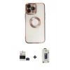 MARSİLYAN™- iPhone 14 Pro Max Kılıf Pusula Form - Siyah Bilvis Hayalet Cam Ekran Koruyucu + Bilvis Titan Kamera Lens - DNMR