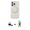 MARSİLYAN™- iPhone 14 Pro Max Kılıf Pusula Form - Siyah Bilvis Hayalet Cam Ekran Koruyucu + Bilvis Titan Kamera Lens - GS