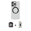MARSİLYAN™- iPhone 14 Pro Max Kılıf Pusula Form - Siyah Bilvis Hayalet Cam Ekran Koruyucu + PVD Metal Kamera Lens - TU