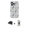 MARSİLYAN™- iPhone 14 Pro Max Kılıf Pusula Form - Siyah Bilvis Hayalet Cam Ekran Koruyucu + Raze Metal Kamera Lens - GS