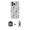 MARSİLYAN™- iPhone 14 Pro Max Kılıf Pusula Form - Siyah Bilvis Hayalet Cam Ekran Koruyucu + PVD Metal Kamera Lens - TU
