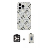 MARSİLYAN™- iPhone 14 Pro Max Kılıf Pusula Form - Siyah Bilvis Hayalet Cam Ekran Koruyucu + PVD Metal Kamera Lens - TU