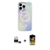 MARSİLYAN™- iPhone 14 Pro Max Kılıf Pusula Form - Siyah Buffer Cam Ekran Koruyucu + Bilvis Titan Kamera Lens - DNMR