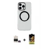 MARSİLYAN™- iPhone 14 Pro Max Kılıf Pusula Form - Siyah Buffer Cam Ekran Koruyucu + Bilvis Titan Kamera Lens - GD