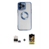 MARSİLYAN™- iPhone 14 Pro Max Kılıf Pusula Form - Siyah Buffer Cam Ekran Koruyucu + Bilvis Titan Kamera Lens - GS