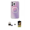 MARSİLYAN™- iPhone 14 Pro Max Kılıf Pusula Form - Siyah Buffer Cam Ekran Koruyucu + Bilvis Titan Kamera Lens - GS