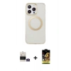 MARSİLYAN™- iPhone 14 Pro Max Kılıf Pusula Form - Siyah Buffer Cam Ekran Koruyucu + Bilvis Titan Kamera Lens - GS