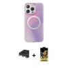 MARSİLYAN™- iPhone 14 Pro Max Kılıf Pusula Form - Siyah Buffer Cam Ekran Koruyucu + Raze Metal Kamera Lens - GS