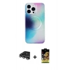 MARSİLYAN™- iPhone 14 Pro Max Kılıf Pusula Form - Siyah Buffer Cam Ekran Koruyucu + Raze Metal Kamera Lens - GS