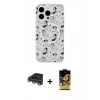 MARSİLYAN™- iPhone 14 Pro Max Kılıf Pusula Form - Siyah Buffer Cam Ekran Koruyucu + Raze Metal Kamera Lens - GS
