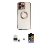 MARSİLYAN™- iPhone 14 Pro Max Kılıf Pusula Form - Siyah Buffer Hayalet Cam Ekran Koruyucu + Bilvis Titan Kamera Lens - GD