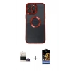 MARSİLYAN™- iPhone 14 Pro Max Kılıf Pusula Form - Siyah Buffer Hayalet Cam Ekran Koruyucu + Bilvis Titan Kamera Lens - GD