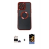 MARSİLYAN™- iPhone 14 Pro Max Kılıf Pusula Form - Siyah Buffer Hayalet Cam Ekran Koruyucu + Bilvis Titan Kamera Lens - DNMR