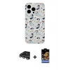 MARSİLYAN™- iPhone 14 Pro Max Kılıf Pusula Form - Siyah Buffer Hayalet Cam Ekran Koruyucu + Raze Metal Kamera Lens - GS