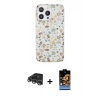 MARSİLYAN™- iPhone 14 Pro Max Kılıf Pusula Form - Siyah Buffer Hayalet Cam Ekran Koruyucu + Raze Metal Kamera Lens - GS