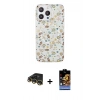 MARSİLYAN™- iPhone 14 Pro Max Kılıf Pusula Form - Siyah Buffer Hayalet Cam Ekran Koruyucu + Raze Metal Kamera Lens - GD