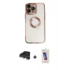 MARSİLYAN™- iPhone 14 Pro Max Kılıf Pusula Form - Siyah Joko 5D Cam + Raze Metal Kamera Lens - GS