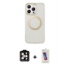 MARSİLYAN™- iPhone 14 Pro Max Kılıf Pusula Form - Siyah Joko 5D Cam + PVD Metal Kamera Lens - TU
