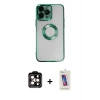 MARSİLYAN™- iPhone 14 Pro Max Kılıf Pusula Form - Siyah Joko 5D Cam + PVD Metal Kamera Lens - TU