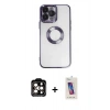 MARSİLYAN™- iPhone 14 Pro Max Kılıf Pusula Form - Siyah Joko 5D Cam + PVD Metal Kamera Lens - TU