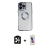 MARSİLYAN™- iPhone 14 Pro Max Kılıf Pusula Form - Siyah Joko 5D Cam + PVD Metal Kamera Lens - TU
