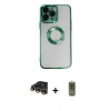 MARSİLYAN™- iPhone 14 Pro Max Kılıf Pusula Form - Siyah Joko Magic 5D Hayalet Cam + Raze Metal Kamera Lens - GD