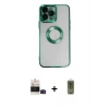 MARSİLYAN™- iPhone 14 Pro Max Kılıf Pusula Form - Siyah Joko Magic 5D Hayalet Cam + Siyah Bilvis Titan Kamera Lens