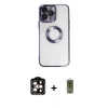 MARSİLYAN™- iPhone 14 Pro Max Kılıf Pusula Form - Siyah Joko Magic 5D Hayalet Cam + PVD Metal Kamera Lens - TU