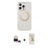 MARSİLYAN™- iPhone 14 Pro Max Kılıf Pusula Form - Siyah Mat Seramik Nano Ekran Koruyucu + Bilvis Titan Kamera Lens - DNMR