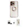 MARSİLYAN™- iPhone 14 Pro Max Kılıf Pusula Form - Siyah Mat Seramik Nano Ekran Koruyucu + Bilvis Titan Kamera Lens - DNMR