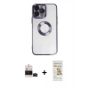 MARSİLYAN™- iPhone 14 Pro Max Kılıf Pusula Form - Siyah Mat Seramik Nano Ekran Koruyucu + Bilvis Titan Kamera Lens - SH