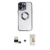 MARSİLYAN™- iPhone 14 Pro Max Kılıf Pusula Form - Siyah Mat Seramik Nano Ekran Koruyucu + Bilvis Titan Kamera Lens - GD