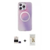 MARSİLYAN™- iPhone 14 Pro Max Kılıf Pusula Form - Siyah Mat Seramik Nano Ekran Koruyucu + Bilvis Titan Kamera Lens - DNMR