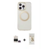 MARSİLYAN™- iPhone 14 Pro Max Kılıf Pusula Form - Siyah Mat Seramik Nano Ekran Koruyucu + Bilvis Titan Kamera Lens - GD