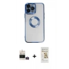 MARSİLYAN™- iPhone 14 Pro Max Kılıf Pusula Form - Siyah Mat Seramik Nano Ekran Koruyucu + Bilvis Titan Kamera Lens - GD