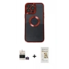 MARSİLYAN™- iPhone 14 Pro Max Kılıf Pusula Form - Siyah Mat Seramik Nano Ekran Koruyucu + Bilvis Titan Kamera Lens - GD