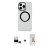 MARSİLYAN™- iPhone 14 Pro Max Kılıf Pusula Form - Siyah Mat Seramik Nano Ekran Koruyucu + Bilvis Titan Kamera Lens - GD