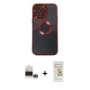 MARSİLYAN™- iPhone 14 Pro Max Kılıf Pusula Form - Siyah Mat Seramik Nano Ekran Koruyucu + Bilvis Titan Kamera Lens - GS