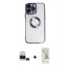 MARSİLYAN™- iPhone 14 Pro Max Kılıf Pusula Form - Siyah Mat Seramik Nano Ekran Koruyucu + Bilvis Titan Kamera Lens - GS