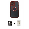 MARSİLYAN™- iPhone 14 Pro Max Kılıf Pusula Form - Siyah Mat Seramik Nano Ekran Koruyucu + PVD Metal Kamera Lens - TU
