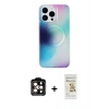 MARSİLYAN™- iPhone 14 Pro Max Kılıf Pusula Form - Siyah Mat Seramik Nano Ekran Koruyucu + PVD Metal Kamera Lens - TU