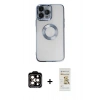 MARSİLYAN™- iPhone 14 Pro Max Kılıf Pusula Form - Siyah Mat Seramik Nano Ekran Koruyucu + PVD Metal Kamera Lens - TU