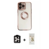 MARSİLYAN™- iPhone 14 Pro Max Kılıf Pusula Form - Siyah Mat Seramik Nano Ekran Koruyucu + PVD Metal Kamera Lens - TU