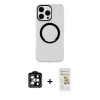 MARSİLYAN™- iPhone 14 Pro Max Kılıf Pusula Form - Siyah Mat Seramik Nano Ekran Koruyucu + PVD Metal Kamera Lens - TU