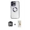 MARSİLYAN™- iPhone 14 Pro Max Kılıf Pusula Form - Siyah Mat Seramik Nano Ekran Koruyucu + PVD Metal Kamera Lens - TU
