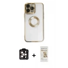 MARSİLYAN™- iPhone 14 Pro Max Kılıf Pusula Form - Siyah Mat Seramik Nano Ekran Koruyucu + PVD Metal Kamera Lens - TU